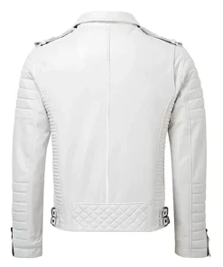 Quilted White Leather Jacket