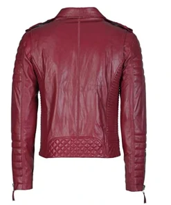 Red Quilted Leather Jacket