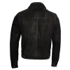 Black Shirt Style Collar Suede Leather Jacket