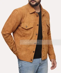 Mens suede leather brown jacket