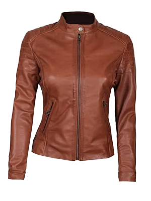 Womens Cafe Racer Brown Jacket