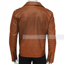 Brown Faux Moto Men Leather Jacket