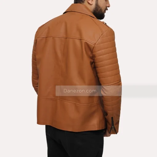 brown faux mens motorcycle jacket - Danezon