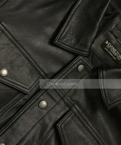 Mens Lambskin Black Leather Trucker Jacket