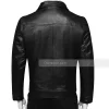 Black Leather Trucker Jacket for Mens