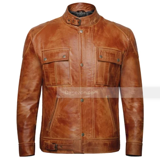 Field Leather Jacket Brown for mens