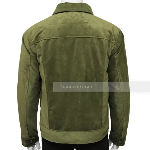 Suede Leather Green Jacket Men