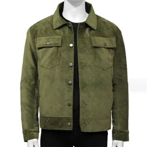 Mens Green Suede Leather Jacket