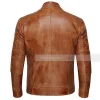 Two Pocket Mens Brown Leather Jacket