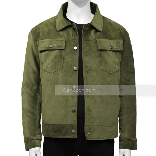 Suede Green Leather Jacket for Mens Outfits
