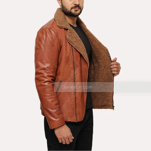 Brown Shearling Mens Leather Jacket