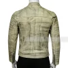 White Cafe Racer Distressed Leather Jacket Mens