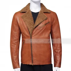 Brown Biker Shearling Leather Jacket