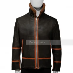 Shearling Leather Mens Brown Biker Jacket