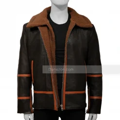 B3 brown shearling jacket mens