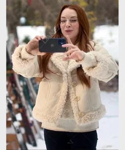 Falling For Christmas Lindsay Lohan Shearling Jacket