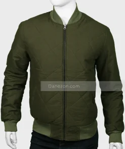 Quilted Green Bomber Jacket Mens