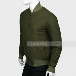Green Bomber Quilted Jacket Mens