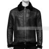 B3 Black Leather Shearling Jacket Mens