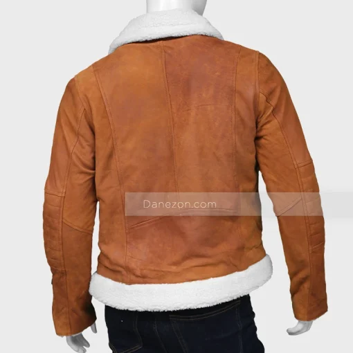 Suede Leather Mens Brown Shearling Jacket