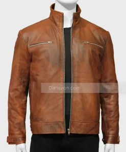 Brown leather Collar jacket