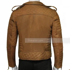 Mens quilted brown moto jacket
