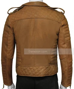 Mens quilted brown moto jacket