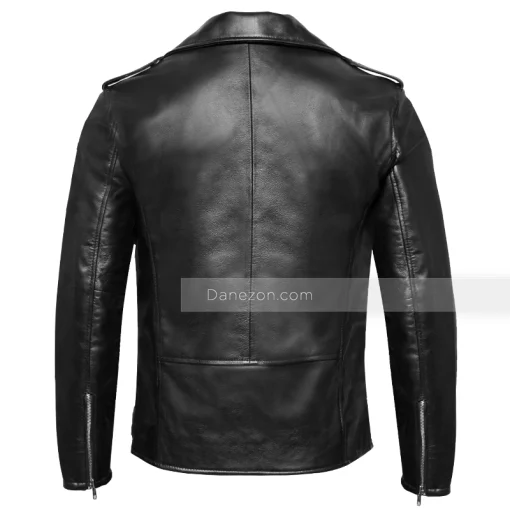 Black Leather Mens Moto Biker Jacket