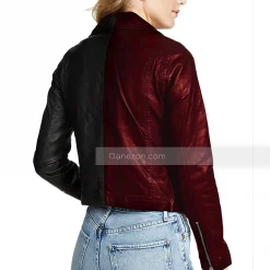 black and red leather jacket womens