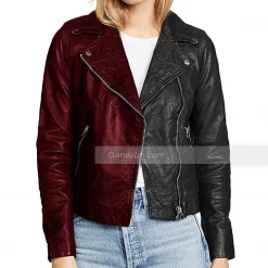 red and black leather jacket womens