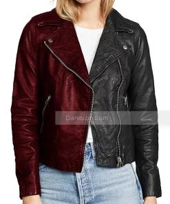 red and black leather jacket womens