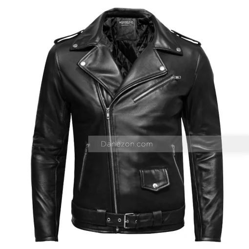 Black Leather Mens Moto Jacket