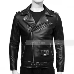 men black motorcycle leather jacket - danezon