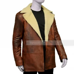 3/4 Length Brown Shearling Jacket