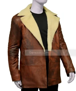 3/4 Length Brown Shearling Jacket