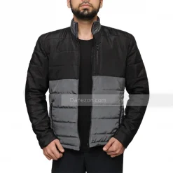 grey and black puffer jacket - for mens