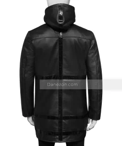 Hooded Leather Black Car Coat Mens