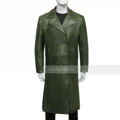 Green Leather Trench Coat Mens