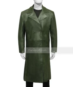 Green Leather Trench Coat Mens