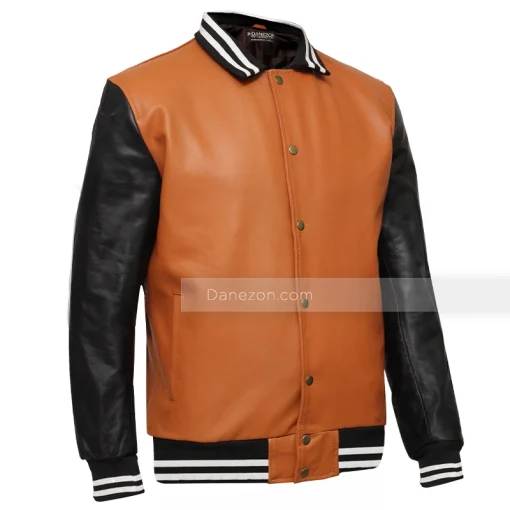 Luxurious Real Leather Brown varsity Vintage Jacket