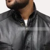 3 4 length black leather jacket