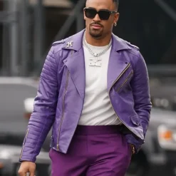 Philadelphia Eagles Jalen Hurts Purple Leather Jacket