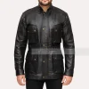 Mens 3/4 length leather jacket black