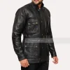 black leather jacket 3/4 length for mens