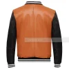 black and brown varsity leather jacket