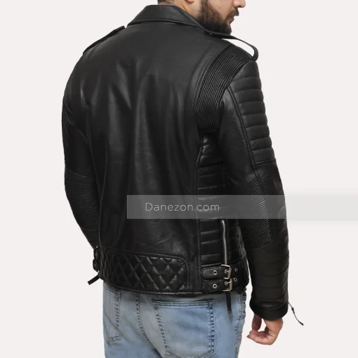 quilted mens black biker jacket
