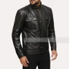 Black Field Leather Jacket for Mens