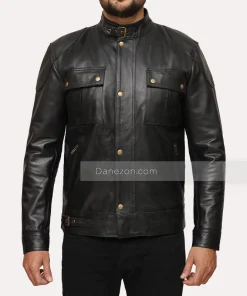 Field Black Leather Jacket - Danezon
