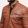 Mens tan brown leather jacket - Danezon