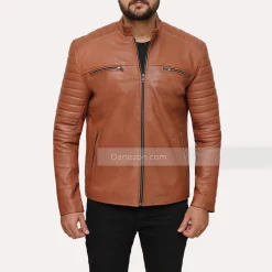 Danezon tan brown biker jacket